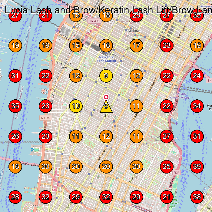 Lucia Lash and Brow/Keratin Lash Lift/Brow Lamination/LED Lash Extensions/NYC GeoGrid visibility map for Beauty Salon in New York